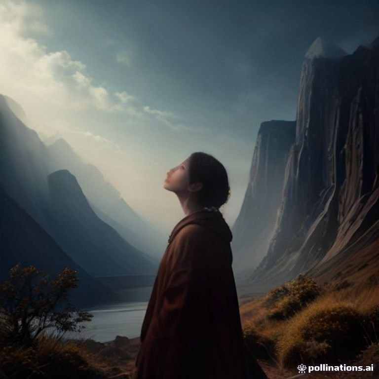 Imagem reverente de uma pessoa olhando para o céu com expressão de admiração e reverência.